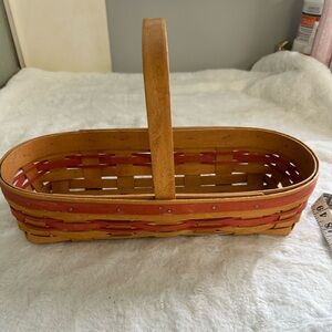 Longaberger Red and Tan Woven Basket VINTAGE